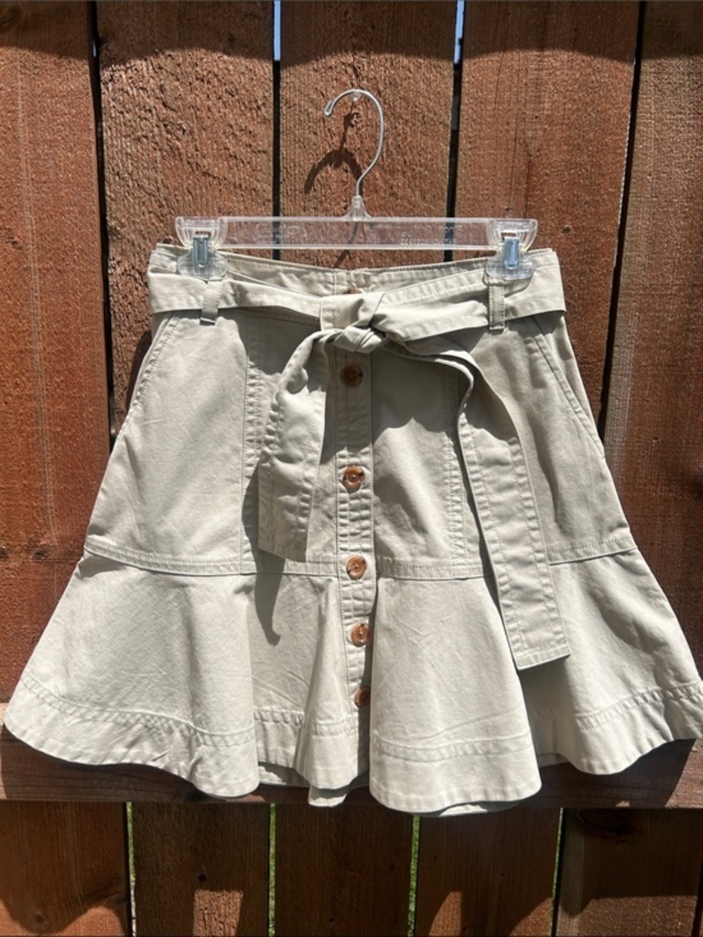 Banana Republic Tie Waist Butt Natural Stone Mini Skkrt Size 2 Petite NWT